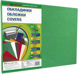 Обложка для переплета А3 картонная под кожу 100 шт Delta Color зеленая DA 1220101028600