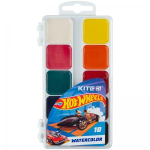 Краски акварельные полусухие Kite Hot Wheels HW23-060 пластиковая упаковка б/к 10 цветов