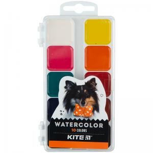 Краски акварельные полусухие Kite Dogs K23-060 пластиковая упаковка б/к 10 цветов