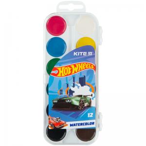Краски акварельные полусухие Kite Hot Wheels HW23-061 пластиковая упаковка б/к 12 цветов