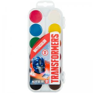 Краски акварельные полусухие Kite Transformers TF23-061 пластиковая упаковка б/к 12 цветов