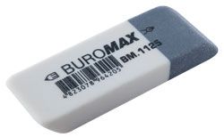 Ластик двойной с абразивной частью L, 56x19x8 мм, бело-серый BUROMAX BM.1125
