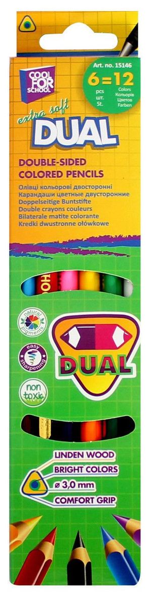 Карандаши цветные DUAL 6 шт.двусторонние треугольные CF15146