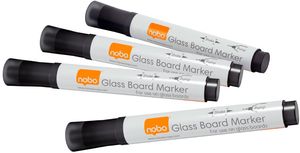 Набор маркеров Nobo Glass Whiteboard Marker для стеклянных досок 4 штуки 1905322