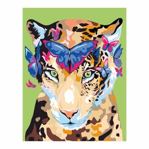 Набір, техніка акриловий живопис за номерами Jaguar and butterflies ROSA N0001360