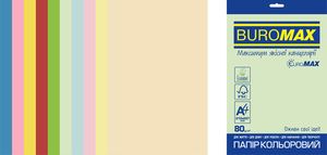 Набір кольорового паперу Euromax А4, 80г/м2, PASTEL INTENSIVE, 10 кольорів, 50 листів BUROMAX BM.2721650E-99