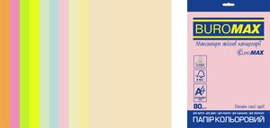 Набір кольорового паперу Euromax А4, 80г/м2, PASTEL NEON, 10 кольорів, 20 листів BUROMAX BM.2721720E-99