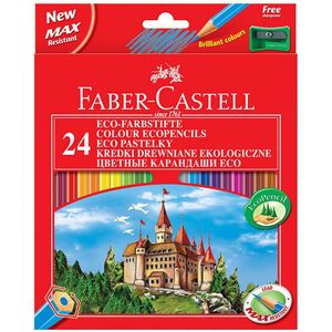Олівці кольорові Faber-Castell 24 кольори Замок та лицарі, точила, картонна коробка 120124