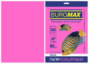 Набір кольорового паперу А4, 80г/м2, NEON, 50 аркушів BUROMAX BM.2721550