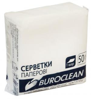 Серветки паперові білі, 1 шар, 240х240 см, BuroClean, 101002