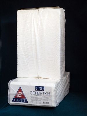 Салфетки белые, 1 слой, 25х23 см, 500 шт, Z-ВЕЅТ, 0126042