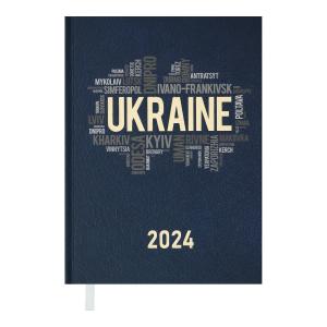 Ежедневник датированный 2024 UKRAINE A5 темно-синий Buromax BM.2128-03