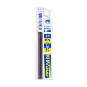 Стрижні для механічних олівців, 2B, 0.5 мм, 12 шт. BUROMAX BM.8660