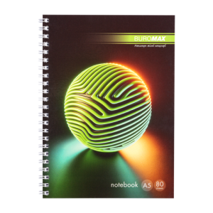 Тетрадь на пружине SPHERE А-5 80 листов, клетка картонная обложка Buromax BM.24552101