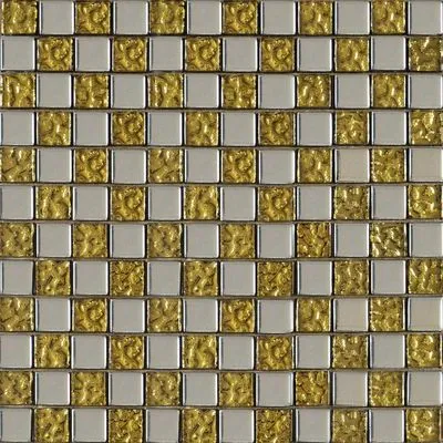 Мозаїка Grand Kerama мікс шахматка платина - золото рельєф 945, Фото