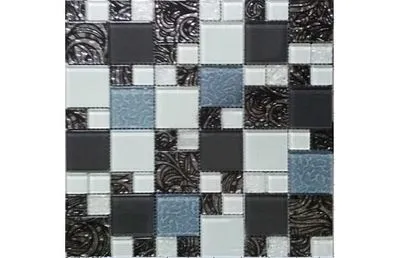 Мозаика стеклянная Grand Kerama микс Орнамент серая 2171, Фото