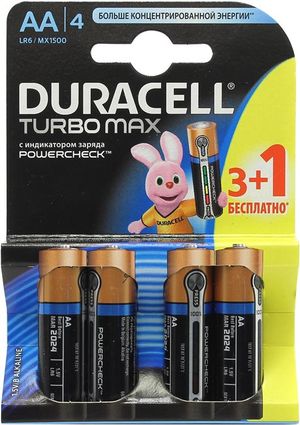 Батарейки Duracell TurboMax AA 1.5 V LR6 (3шт+1шт) Бельгия 0157287