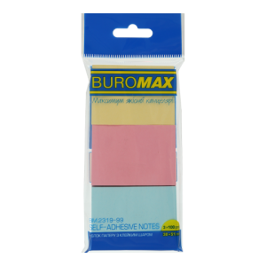 Блок для заметок 38х51 мм ассорти 3 шт. в блистере BM.2319-99 Buromax