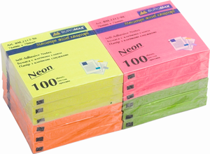 Блок бумаги для заметок NEON 76х76 мм BM.2312-98 Buromax ассорти - Фото 1