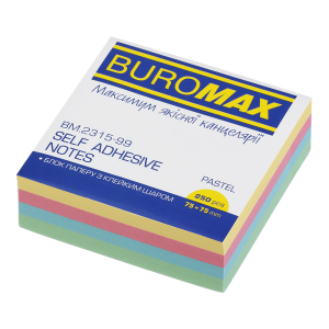 Блок для нотаток проклеєний Buromax 75x75 мм 250 аркушів BM.2315-99