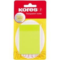 Блок паперу для заміток з клейким шаром 50х75 мм 50 аркушів пластик Kores K48186 неон жовтий