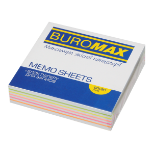 Блок бумаги для заметок Buromax ЛЮКС РАДУГА 90х90х20мм склеенный BM.2240