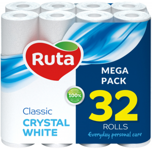 Туалетная бумага RUTA Classic rt.92670 2 слоя 32шт белая на гильзе