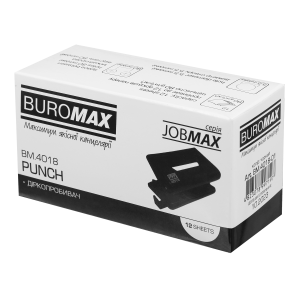 Дырокол пластиковый Buromax JOBMAX BM.4018-01 до 12 листов черный - Фото 1