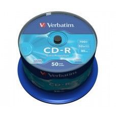 Диск CD-R 700Mb.52х 80min Cake 50 Extra d.33990.053 Verbatim