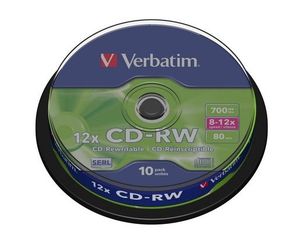 Диск CD-RW.700Mb 12-24х Cake 10 d.43390.028 Verbatim