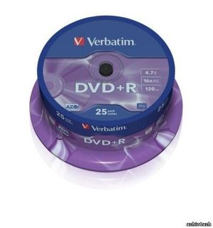 Диск DVD-R 4.7 Gb 16х Cake 25 Silver d.53690.054 Verbatim