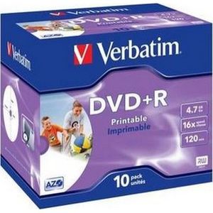 Диск Verbatim DVD-R 4.7 Gb 16 Case Printable 10 d.43508 - Фото 1