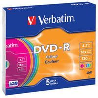 Диск Verbatim DVD-R 4.7 Gb 16х Color Slim d.43557