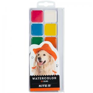 Фарби акварельні напівсухі Kite Dogs K23-061 пластикова упаковка б/п 12 кольорів
