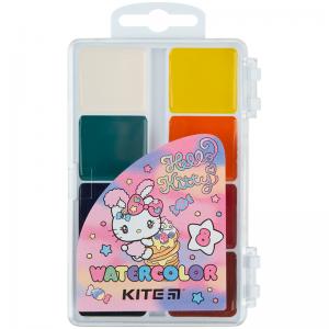 Краски акварельные медовые полусухие Kite Hello Kitty HK23-065 пластиковая упаковка б/к 8 цветов