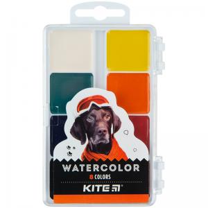 Фарби акварельні медові напівсухі Kite Dogs K23-065 пластикова упаковка б/к 8 кольорів