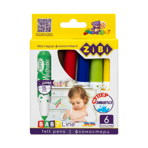 Фломастери ZiBi SUPERWASHABLE SUPER JUMBO BABY Line ZB.2816 6 кольорів