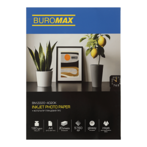 Фотопапір Buromax глянцевий PRO А4 180 г/м2 20 л BM.2220-4020K