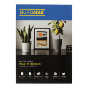 Фотопапір Buromax глянцевий PRO А4 230 г/м2 60 л BM.2220-6060K