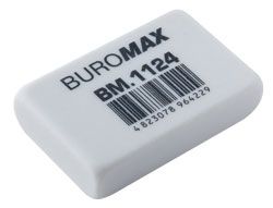 Ластик прямоугольный, 36х23.2х8 мм, синтетический каучук, белый BUROMAX BM.1124