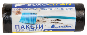 Пакети для сміття Eurostandart щільні чорні, 60 л, 40 шт, BuroClean, 10200036