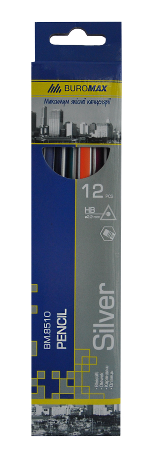 Олівець графітовий тригранний НВ з гумкою Buromax BM.8510