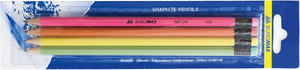 Набор из 4-х графитовых карандаша НВ НЕОН с ластиком Buromax BM.8521
