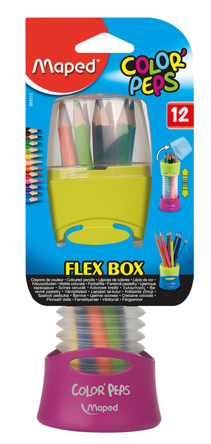 Карандаши цветные COLOR PEPS Flex Box 12 цветов + раздвижной пенал ассорти Maped MP.683212 - Фото 1
