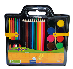 Набор для рисования 5 в 1 краски цветные,карандаши,мел восковый,кисть натуральная,точилка ZB.6400 Zibi