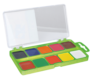 Фарби акварельні Zibi 10 кольорів пластикова коробка без кисті салатовий ZB.6520-15