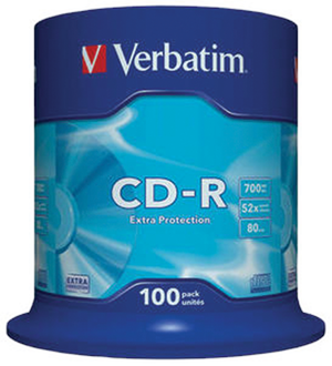 Диск Verbatim CD-R 700Mb 52 80min Cake 100 d.43411