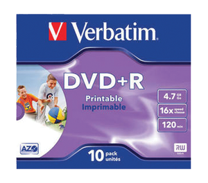 Диск Verbatim DVD-R 4.7 Gb 16 Case Printable 10 d.43508