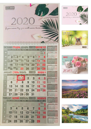 Календарь настенный квартальный на 2020 г. (1 пружина) Buromax BM.2106