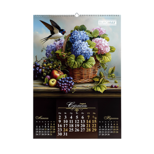 Календарь настенный Buromax 2027 г А2 1 пружина Flowers and birds BM.210650